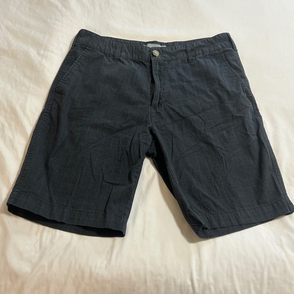 Method Mens‎ Grid Pattern Cotton Shorts Charcoal Black Size 36 Casual Windowpane